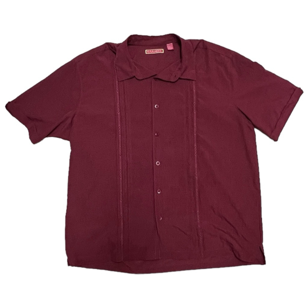 Men's HAVANERA Co Burgundy Casual Button Down Shirt XXL